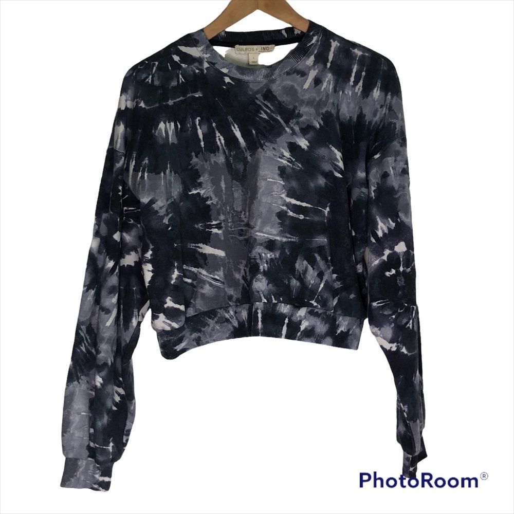 CULPOS x INC Cropped long sleeve sweatshirt marble tie dye  size LARGE